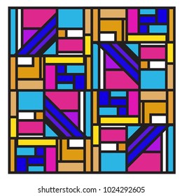 Vector abstract geometric colorful background. Memphis, indian, Brazilian and Mexican pattern.