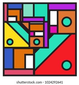 Vector abstract geometric colorful background. Memphis, indian, Brazilian and Mexican pattern.