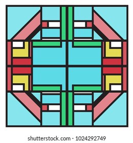 Vector abstract geometric colorful background. Memphis, indian, Brazilian and Mexican pattern.