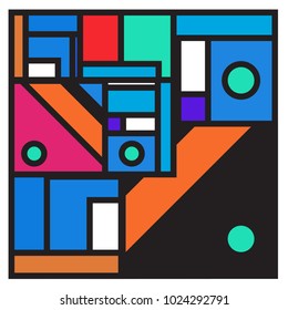 Vector abstract geometric colorful background. Memphis, indian, Brazilian and Mexican pattern.