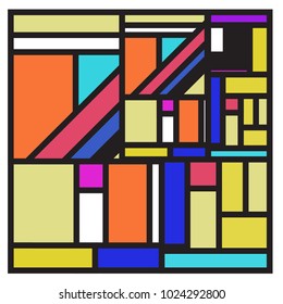 Vector abstract geometric colorful background. Memphis, indian, Brazilian and Mexican pattern.