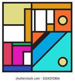 Vector abstract geometric colorful background. Memphis, indian, Brazilian and Mexican pattern.