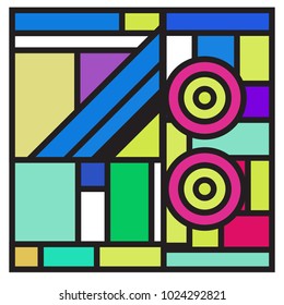 Vector abstract geometric colorful background. Memphis, indian, Brazilian and Mexican pattern.