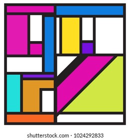 Vector abstract geometric colorful background. Memphis, indian, Brazilian and Mexican pattern.