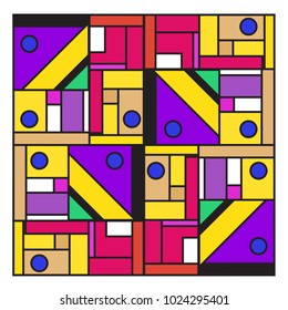 Vector abstract geometric colorful background. Memphis, indian, Brazilian and Mexican pattern.