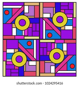 Vector abstract geometric colorful background. Memphis, indian, Brazilian and Mexican pattern.