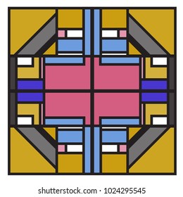 Vector abstract geometric colorful background. Memphis, indian, Brazilian and Mexican pattern.