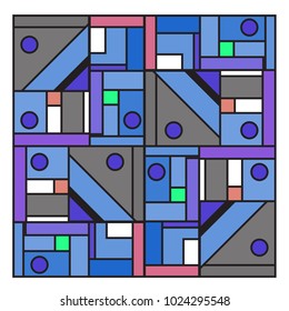 Vector abstract geometric colorful background. Memphis, indian, Brazilian and Mexican pattern.
