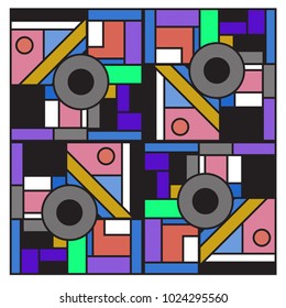 Vector abstract geometric colorful background. Memphis, indian, Brazilian and Mexican pattern.