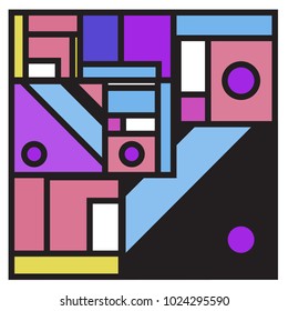 Vector abstract geometric colorful background. Memphis, indian, Brazilian and Mexican pattern.