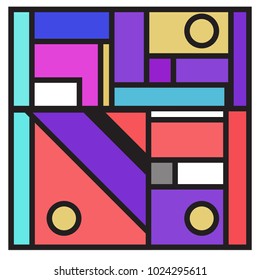 Vector abstract geometric colorful background. Memphis, indian, Brazilian and Mexican pattern.