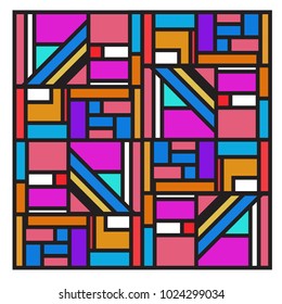 Vector abstract geometric colorful background. Memphis, indian, Brazilian and Mexican pattern.