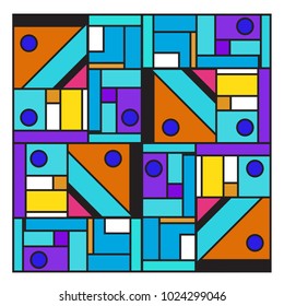 Vector abstract geometric colorful background. Memphis, indian, Brazilian and Mexican pattern.