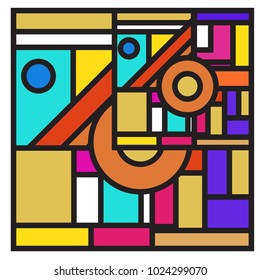 Vector abstract geometric colorful background. Memphis, indian, Brazilian and Mexican pattern.