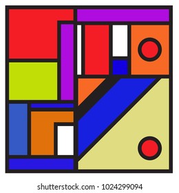 Vector abstract geometric colorful background. Memphis, indian, Brazilian and Mexican pattern.