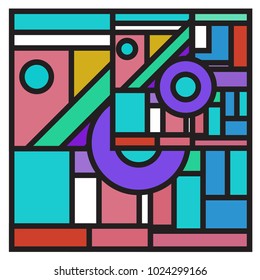 Vector abstract geometric colorful background. Memphis, indian, Brazilian and Mexican pattern.