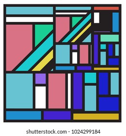 Vector abstract geometric colorful background. Memphis, indian, Brazilian and Mexican pattern.