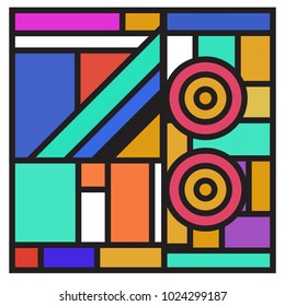 Vector abstract geometric colorful background. Memphis, indian, Brazilian and Mexican pattern.