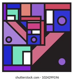 Vector abstract geometric colorful background. Memphis, indian, Brazilian and Mexican pattern.