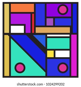 Vector abstract geometric colorful background. Memphis, indian, Brazilian and Mexican pattern.