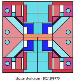 Vector abstract geometric colorful background. Memphis, indian, Brazilian and Mexican pattern.