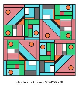 Vector abstract geometric colorful background. Memphis, indian, Brazilian and Mexican pattern.