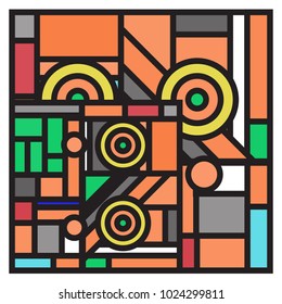 Vector abstract geometric colorful background. Memphis, indian, Brazilian and Mexican pattern.