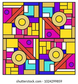 Vector abstract geometric colorful background. Memphis, indian, Brazilian and Mexican pattern.