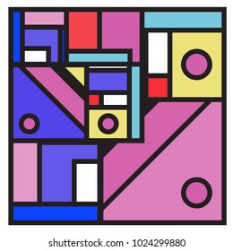 Vector abstract geometric colorful background. Memphis, indian, Brazilian and Mexican pattern.