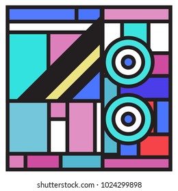 Vector abstract geometric colorful background. Memphis, indian, Brazilian and Mexican pattern.
