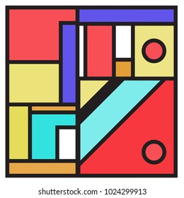 Vector abstract geometric colorful background. Memphis, indian, Brazilian and Mexican pattern.