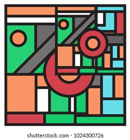 Vector abstract geometric colorful background. Memphis, indian, Brazilian and Mexican pattern.