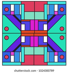 Vector abstract geometric colorful background. Memphis, indian, Brazilian and Mexican pattern.