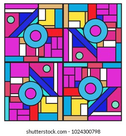 Vector abstract geometric colorful background. Memphis, indian, Brazilian and Mexican pattern.