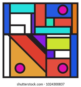 Vector abstract geometric colorful background. Memphis, indian, Brazilian and Mexican pattern.