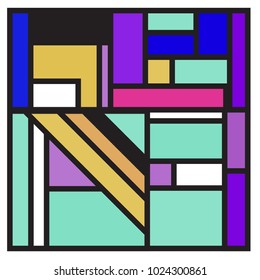 Vector abstract geometric colorful background. Memphis, indian, Brazilian and Mexican pattern.