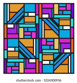 Vector abstract geometric colorful background. Memphis, indian, Brazilian and Mexican pattern.