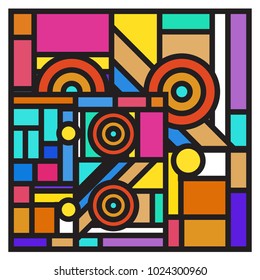 Vector abstract geometric colorful background. Memphis, indian, Brazilian and Mexican pattern.