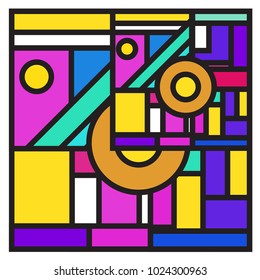 Vector abstract geometric colorful background. Memphis, indian, Brazilian and Mexican pattern.