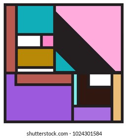 Vector abstract geometric colorful background. Memphis, indian, Brazilian and Mexican pattern.