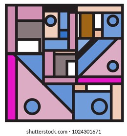 Vector abstract geometric colorful background. Memphis, indian, Brazilian and Mexican pattern.