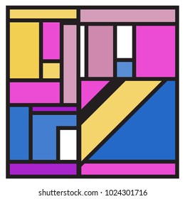 Vector abstract geometric colorful background. Memphis, indian, Brazilian and Mexican pattern.
