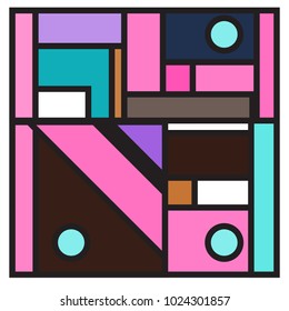 Vector abstract geometric colorful background. Memphis, indian, Brazilian and Mexican pattern.
