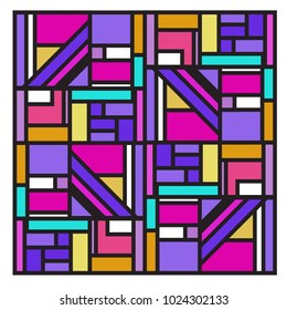Vector abstract geometric colorful background. Memphis, indian, Brazilian and Mexican pattern.