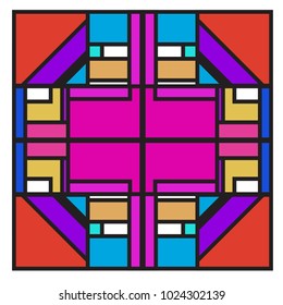 Vector abstract geometric colorful background. Memphis, indian, Brazilian and Mexican pattern.