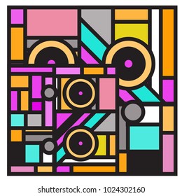 Vector abstract geometric colorful background. Memphis, indian, Brazilian and Mexican pattern.