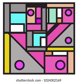 Vector abstract geometric colorful background. Memphis, indian, Brazilian and Mexican pattern.