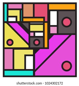 Vector abstract geometric colorful background. Memphis, indian, Brazilian and Mexican pattern.