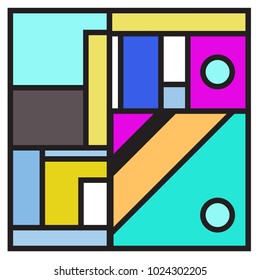 Vector abstract geometric colorful background. Memphis, indian, Brazilian and Mexican pattern.