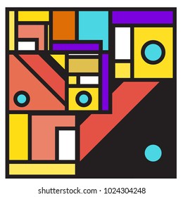 Vector abstract geometric colorful background. Memphis, indian, Brazilian and Mexican pattern.